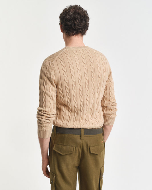 Cotton Cable Knit Crew Neck Sweater