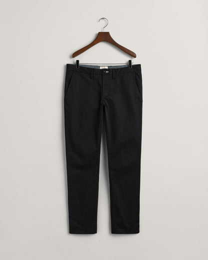 Men's Slim Fit Twill Chinos - BLACK