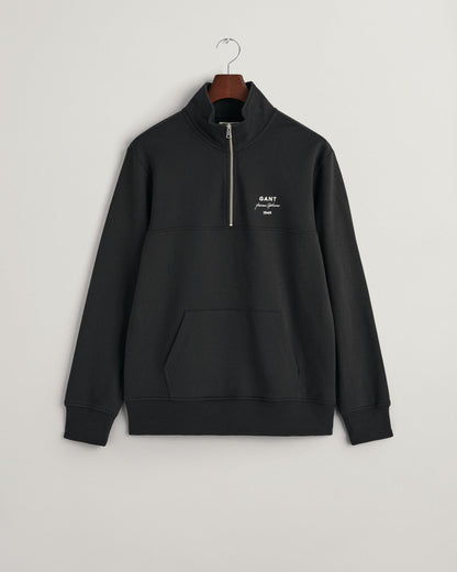 Men's Script Graphic Half-Zip Sweatshirt - BLACK