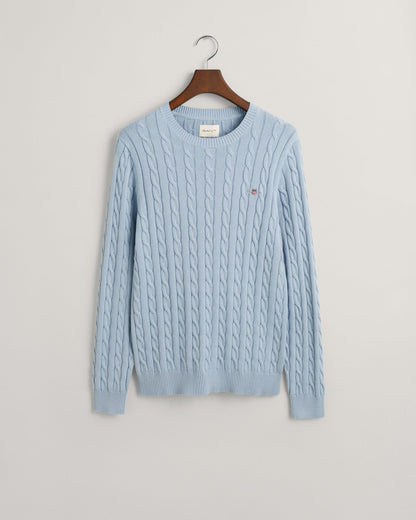 Men's Cotton Cable Knit Crew Neck Sweater - DOVE BLUE