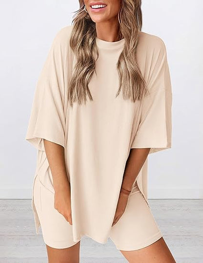 🔥Last Day 49% OFF - Women's Oversized Casual T-Shirt Shorts Suit Stretch Two-Piece Set