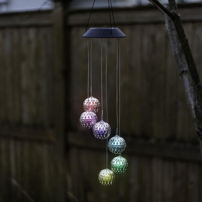 🌞Chikalabs Solar Metal Orb Wind Chime Mobile - Rainbow Color Changing LED Lights