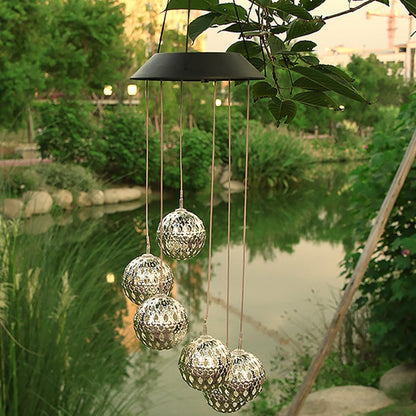 🌞Chikalabs Solar Metal Orb Wind Chime Mobile - Rainbow Color Changing LED Lights