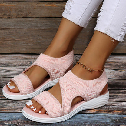 Women Summer Casual Shoes Hollow Peep Toe Mesh Platform Sandals
