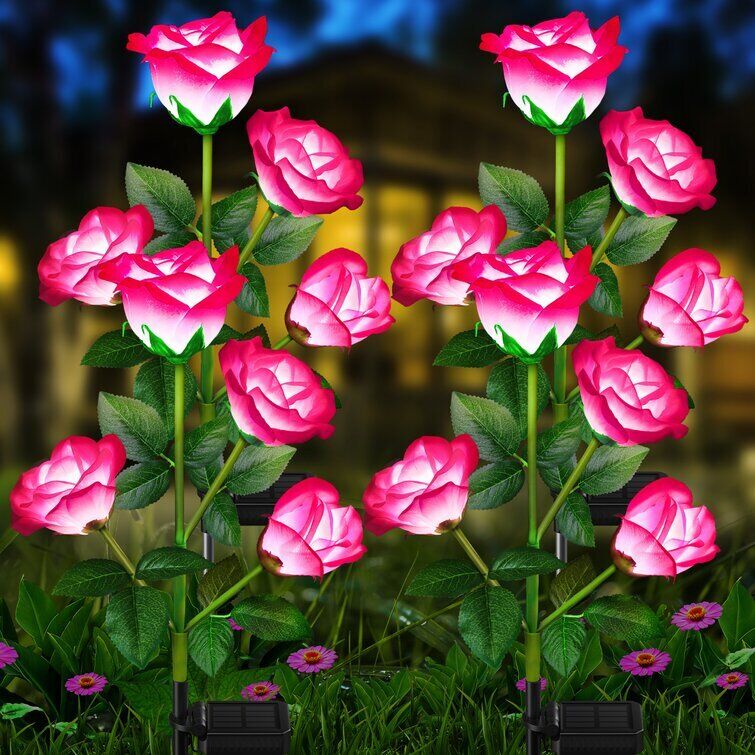 [🏆49% OFF]Chikalabs Garden Rose Solar Flower Stake Lights
