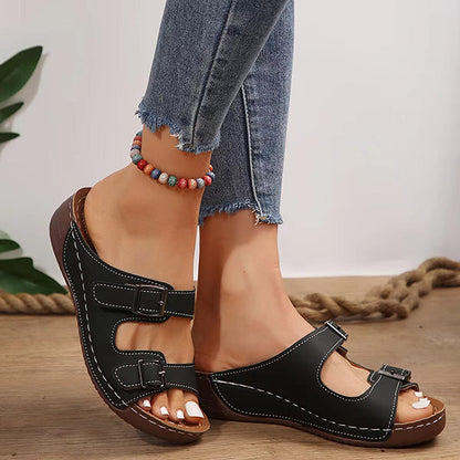 😍Last Day 50% OFF😍-Women's Double Buckle Adjustable Slides Orthopedic Sandals
