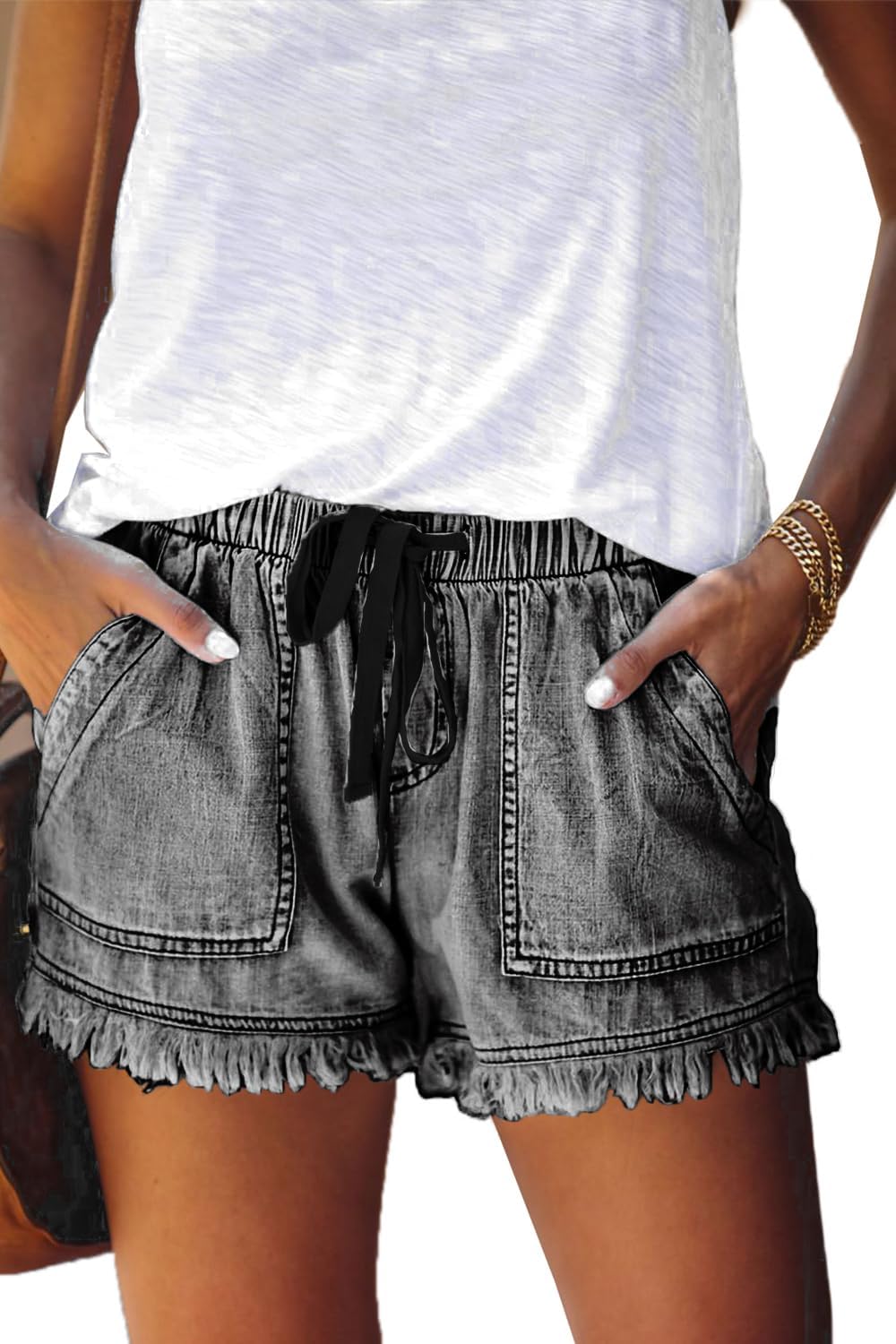 Womens Lightweight Shorts Casual Baggy Trendy Short Pants Elastic Waist Drawstring Comfy Shorts