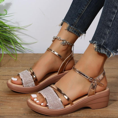 Women Summer 2025 Shoes Rhinestone Peep-toe Sandals