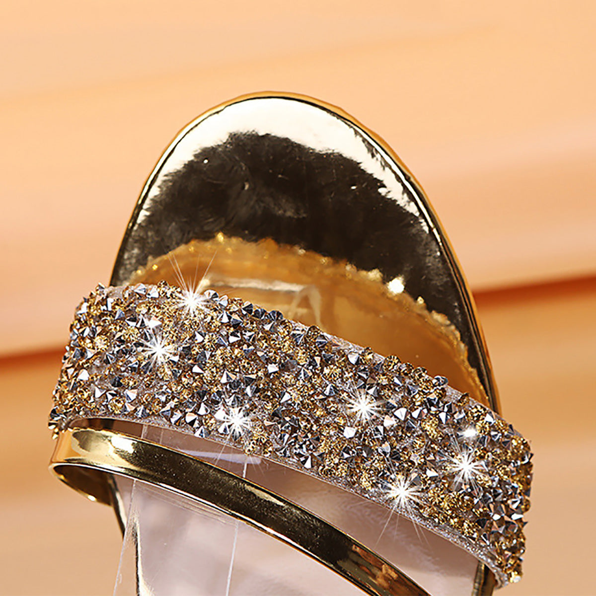 Energyjohn Women Summer 2025 Round-toe Rhinestone Peep-toe Sandals