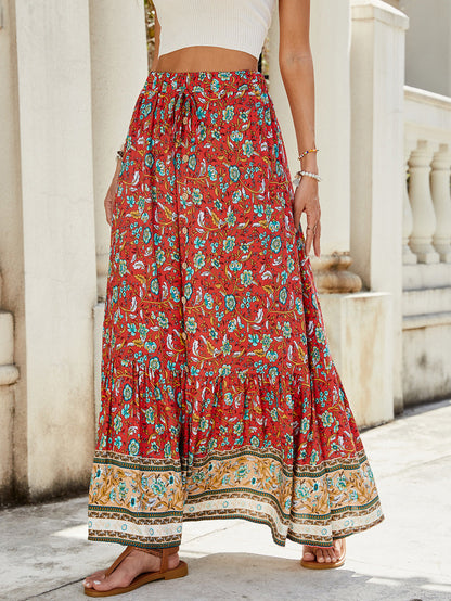 Women's Summer 2025 Beach Pleated A-Line Maxi Skirts