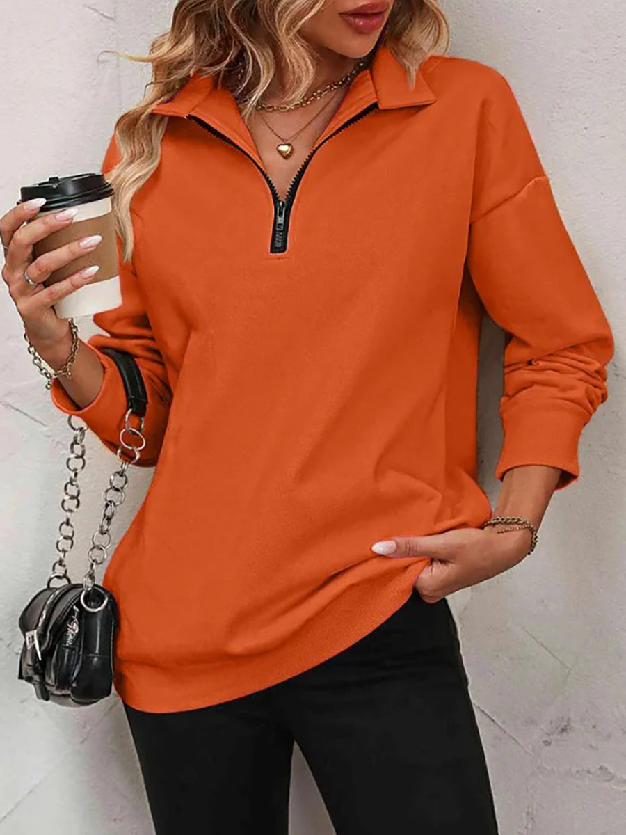 ✨Best-1 Sale Pullover✨Women Fall/Winter Zip-Up Dropped Shoulder Sweatshirt