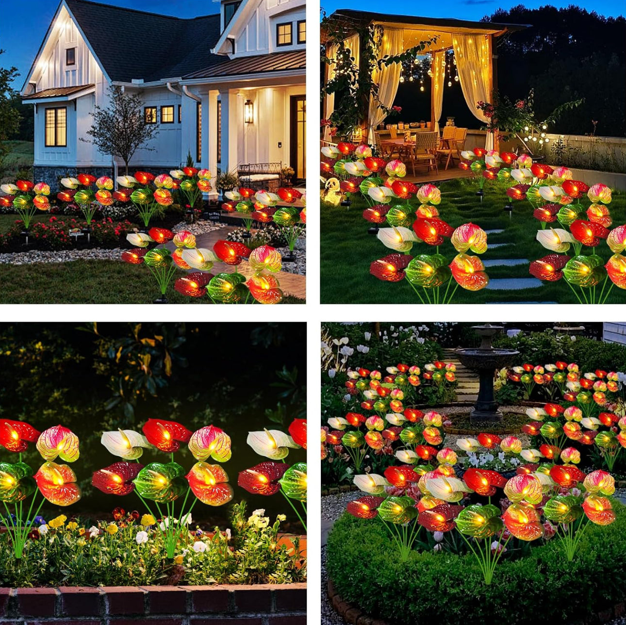 💐Chikalabs Anthurium Flowers Garden Solar Lights 2 Pack-16 Flowers