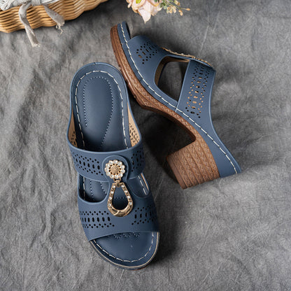 Women Orthopedic Rhinestones Heel Sandals