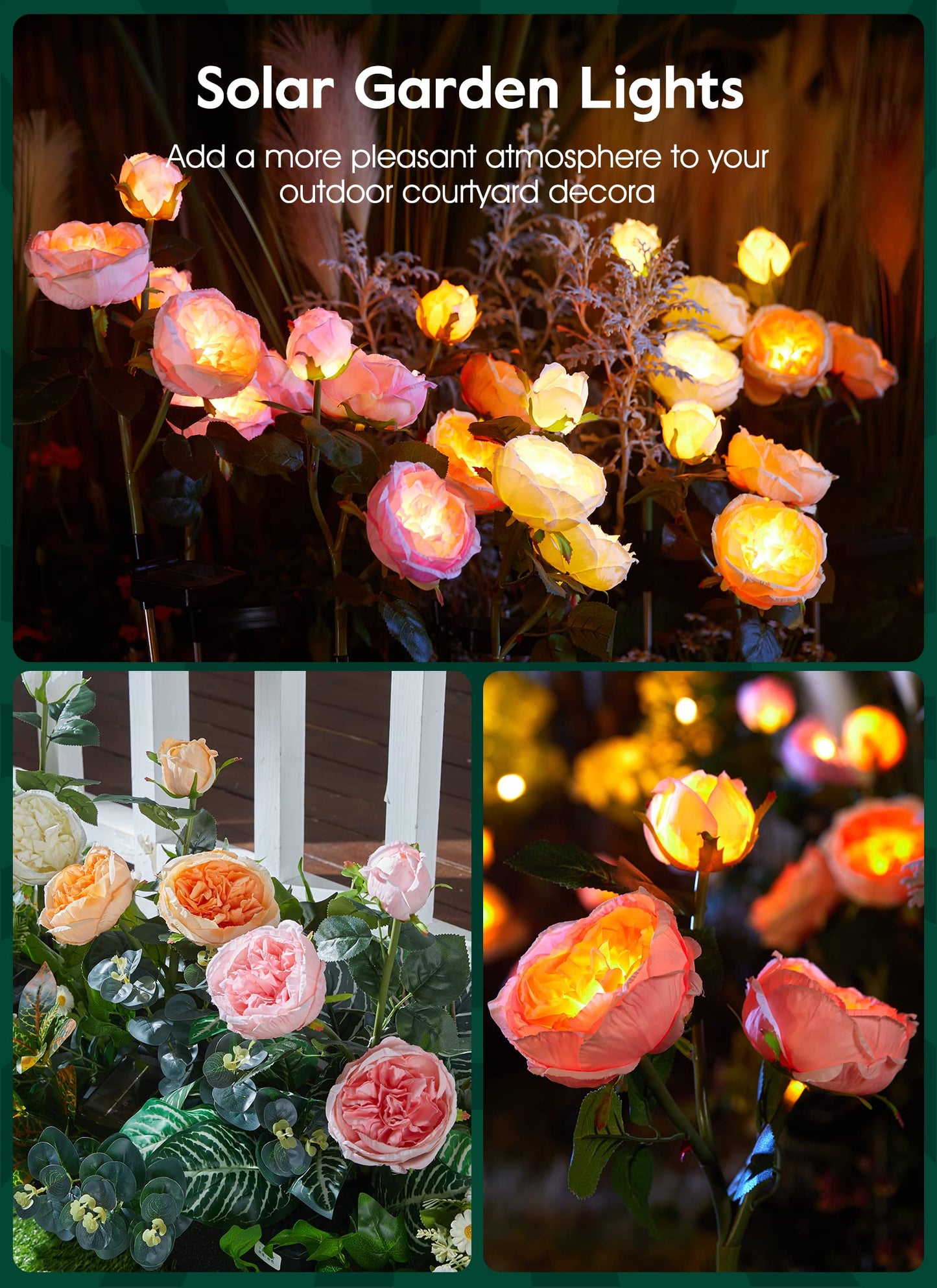 💐Chikalabs Garden Rose Solar Flower Lights