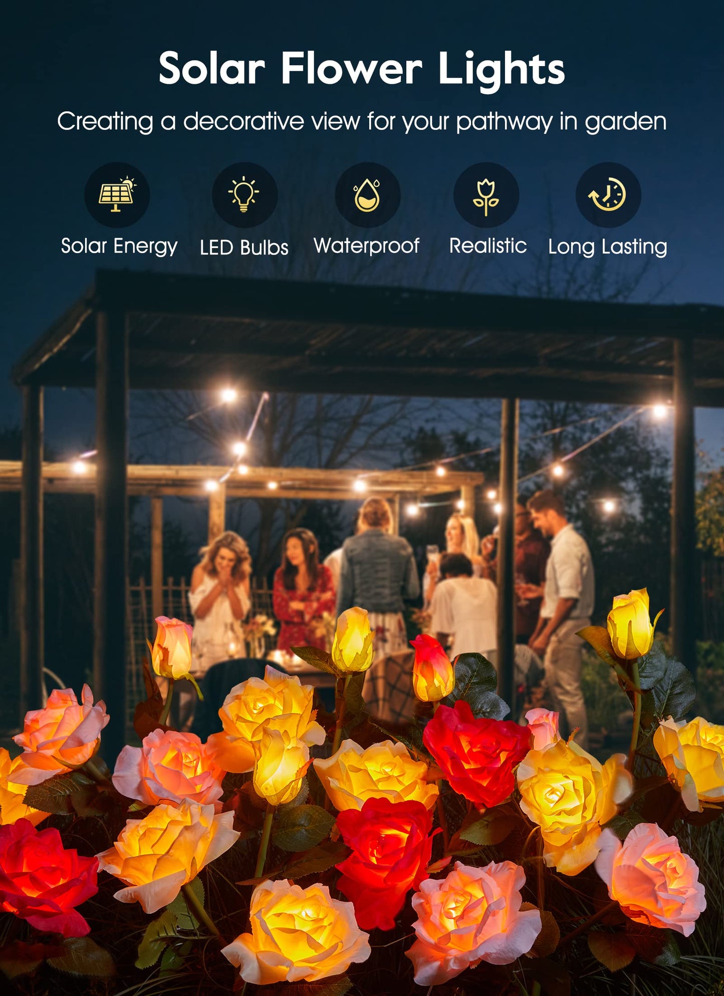 💐Chikalabs Garden Rose Solar Flower Lights