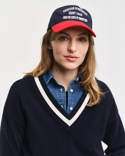 Superfine Lambswool Contrast V-Neck Sweater