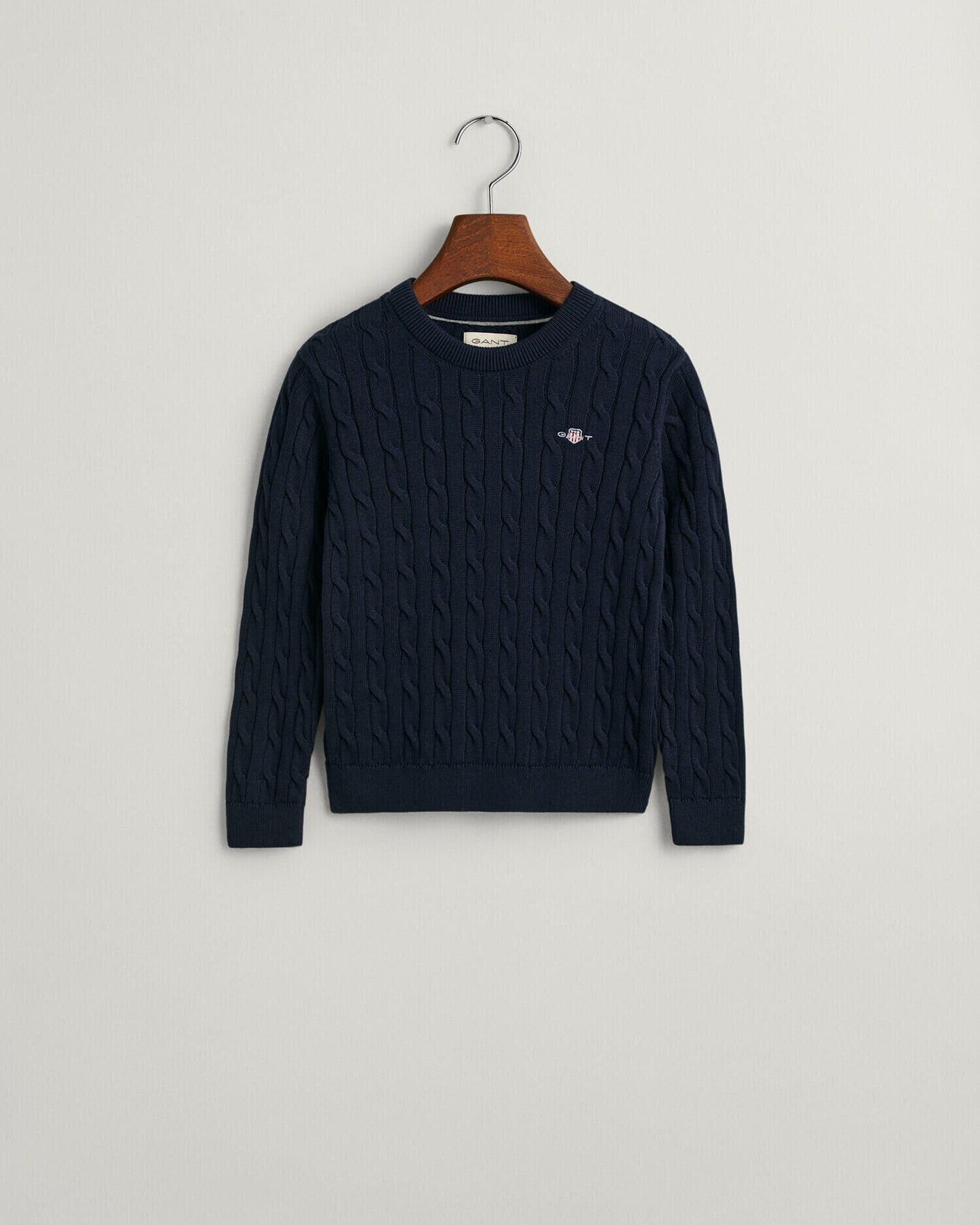 Kids Shield Cotton Cable Knit Crew Neck Sweater