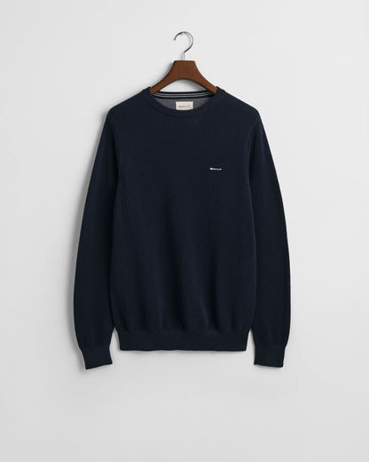 Cotton Piqué Crew Neck Sweater