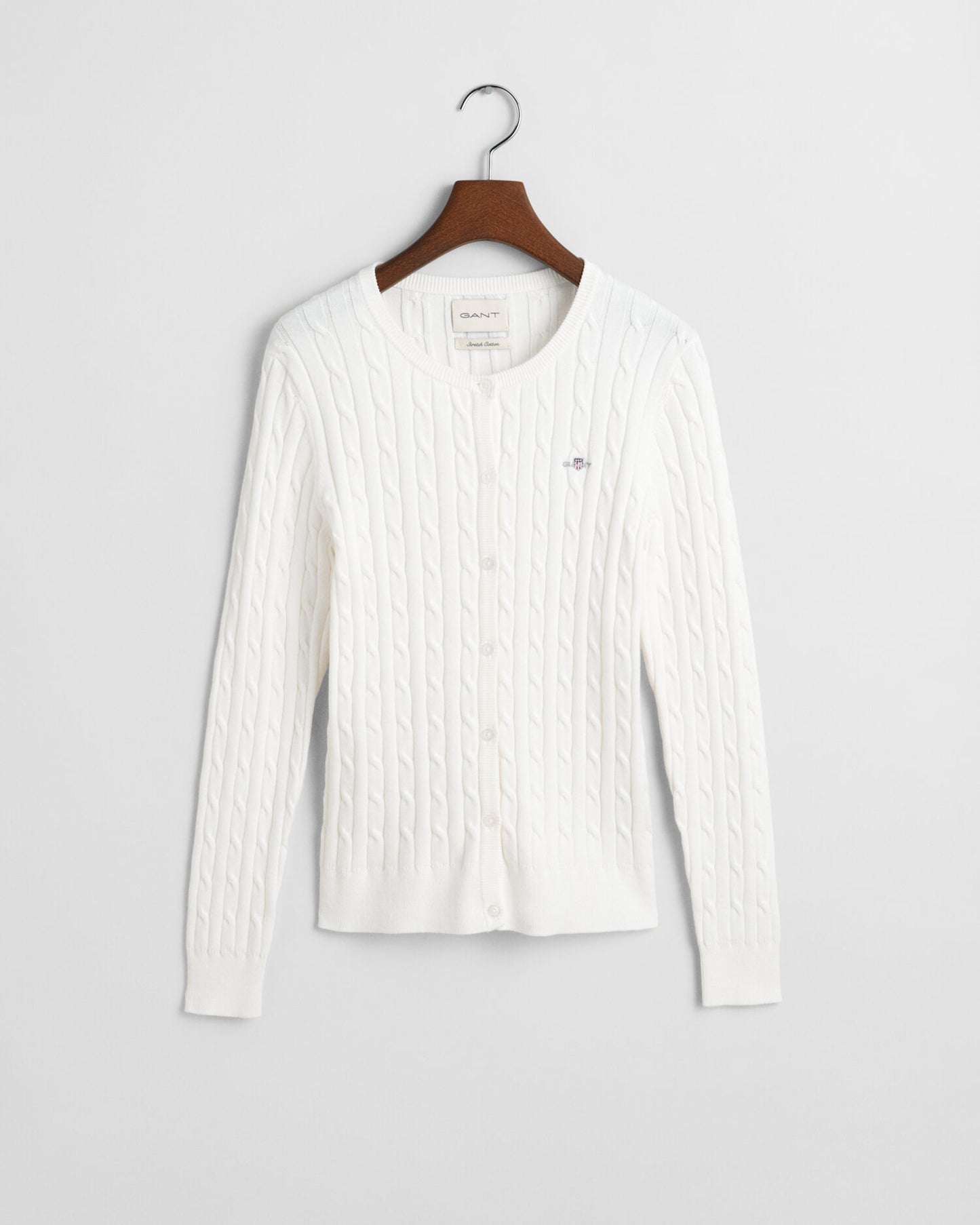 Stretch Cotton Cable Knit Cardigan