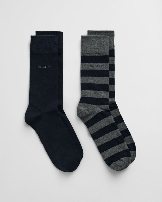 2-Pack Barstriped & Solid Socks