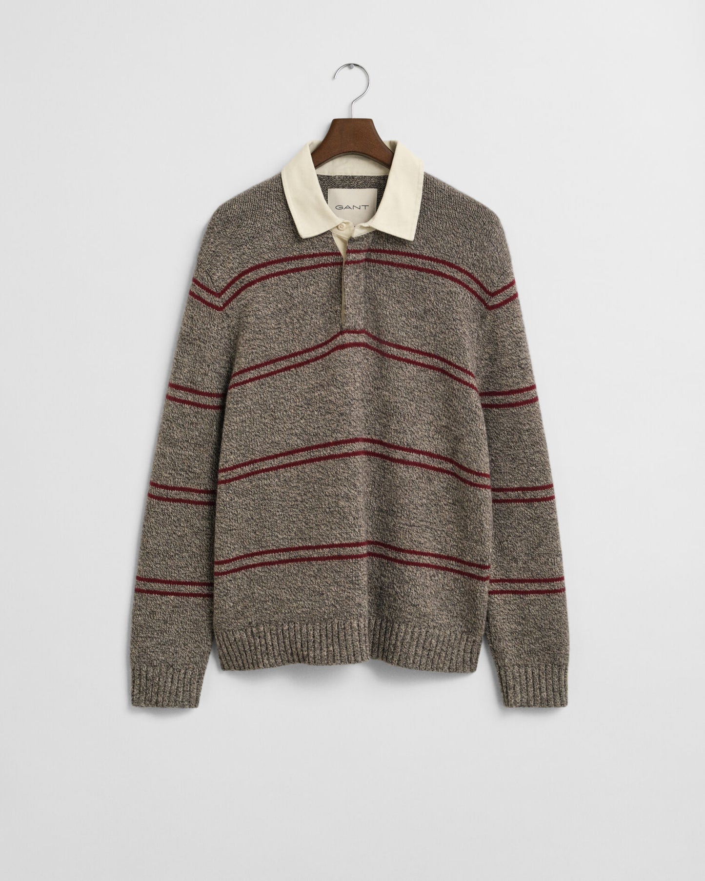 Striped Wool Blend Polo Sweater
