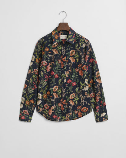Regular Fit Floral Printed Cotton Silk Shirt