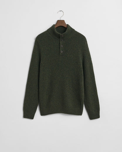 Wool Blend Nepps Half-Buttoned Sweater