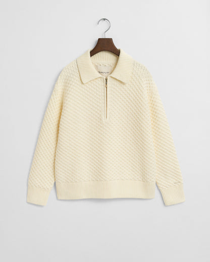 Textured Cotton Half-Zip Sweater