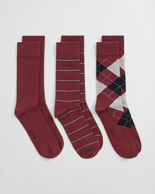 3-Pack Argyle & Striped Socks
