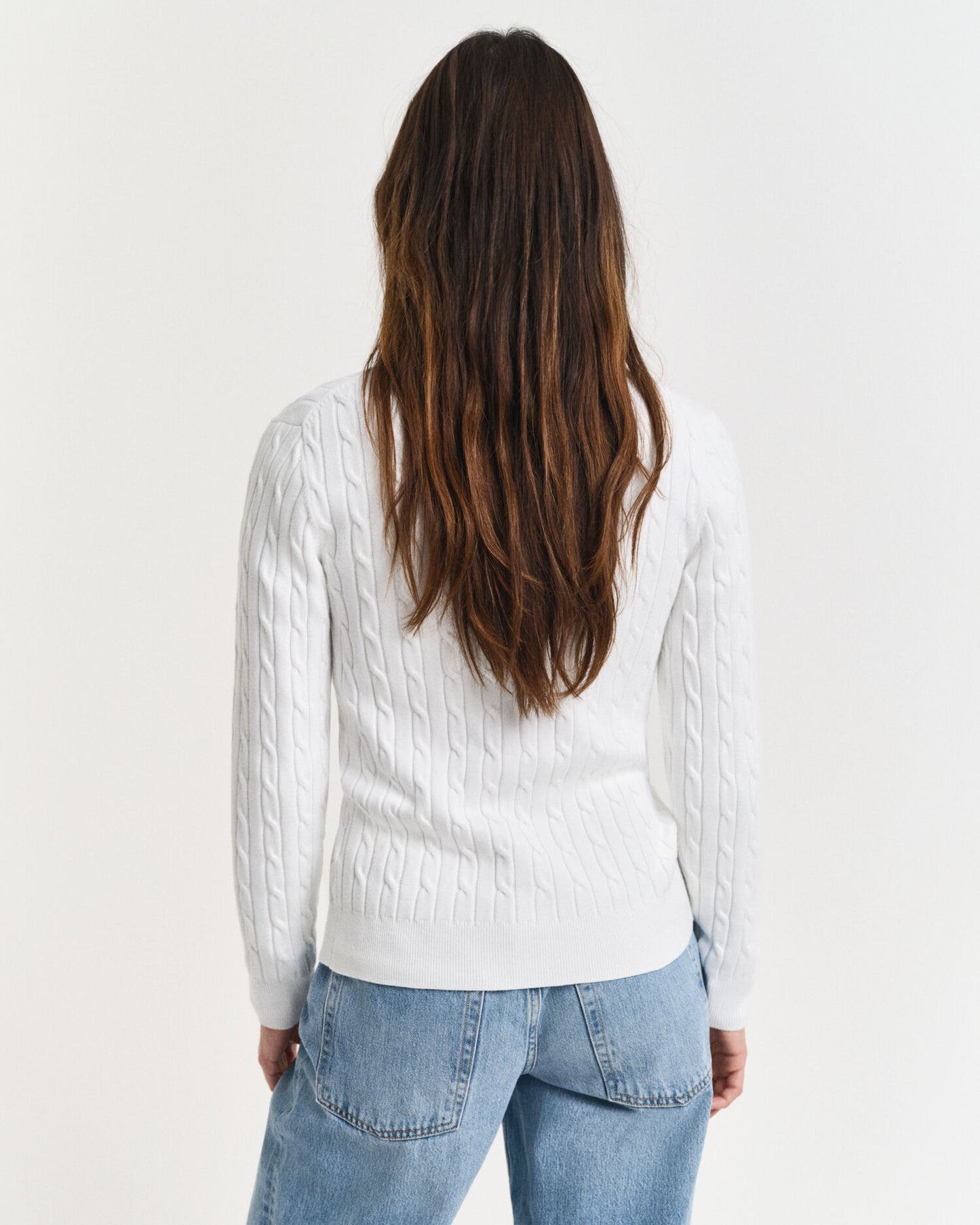 Stretch Cotton Cable Knit Cardigan