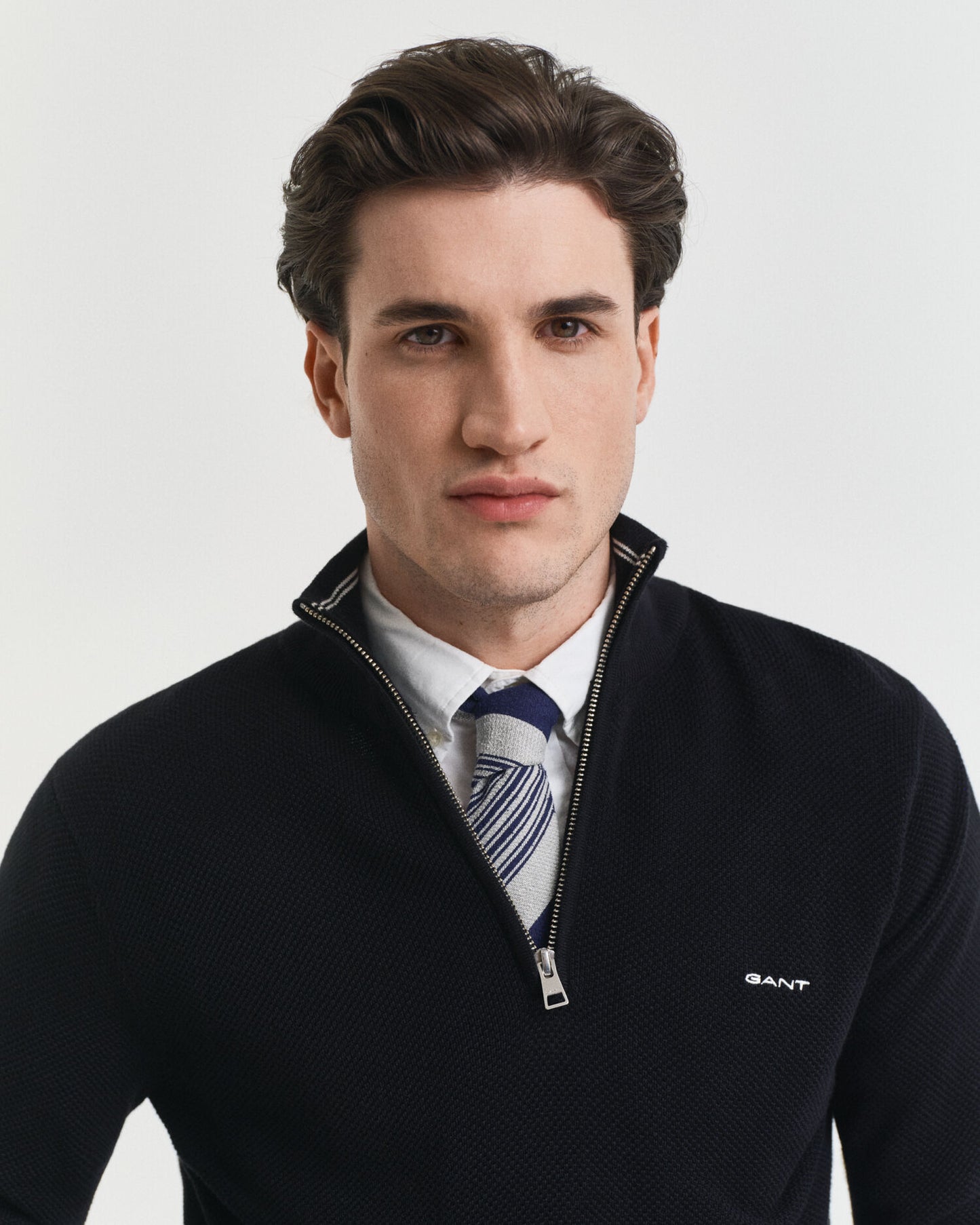 Cotton Piqué Half-Zip Sweater