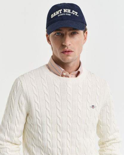 Cotton Cable Knit Crew Neck Sweater