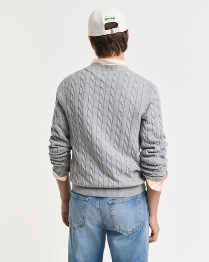 Cotton Cable Knit Crew Neck Sweater