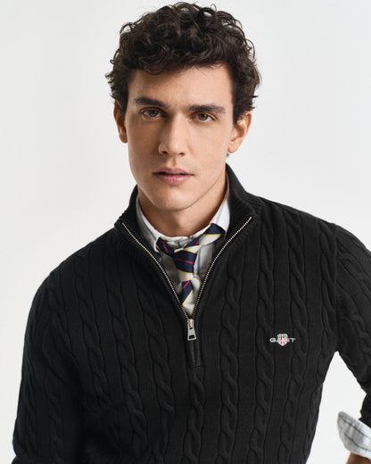 Cotton Cable Knit Half-Zip Sweater