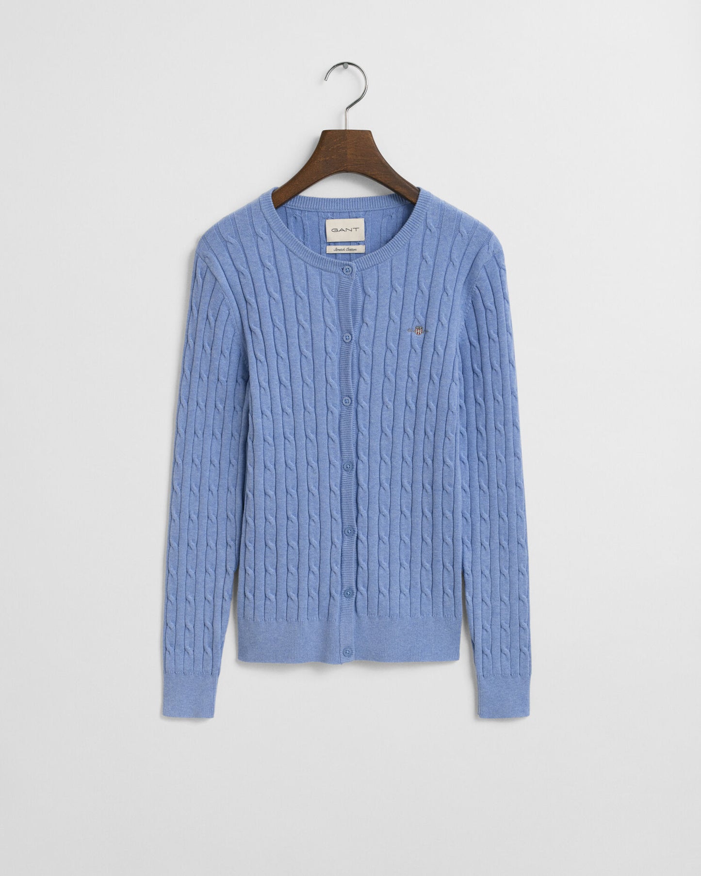 Stretch Cotton Cable Knit Cardigan