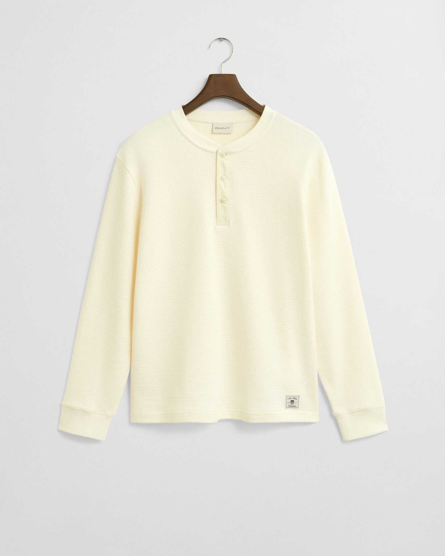 Waffle Textured Long Sleeve Henley T-Shirt