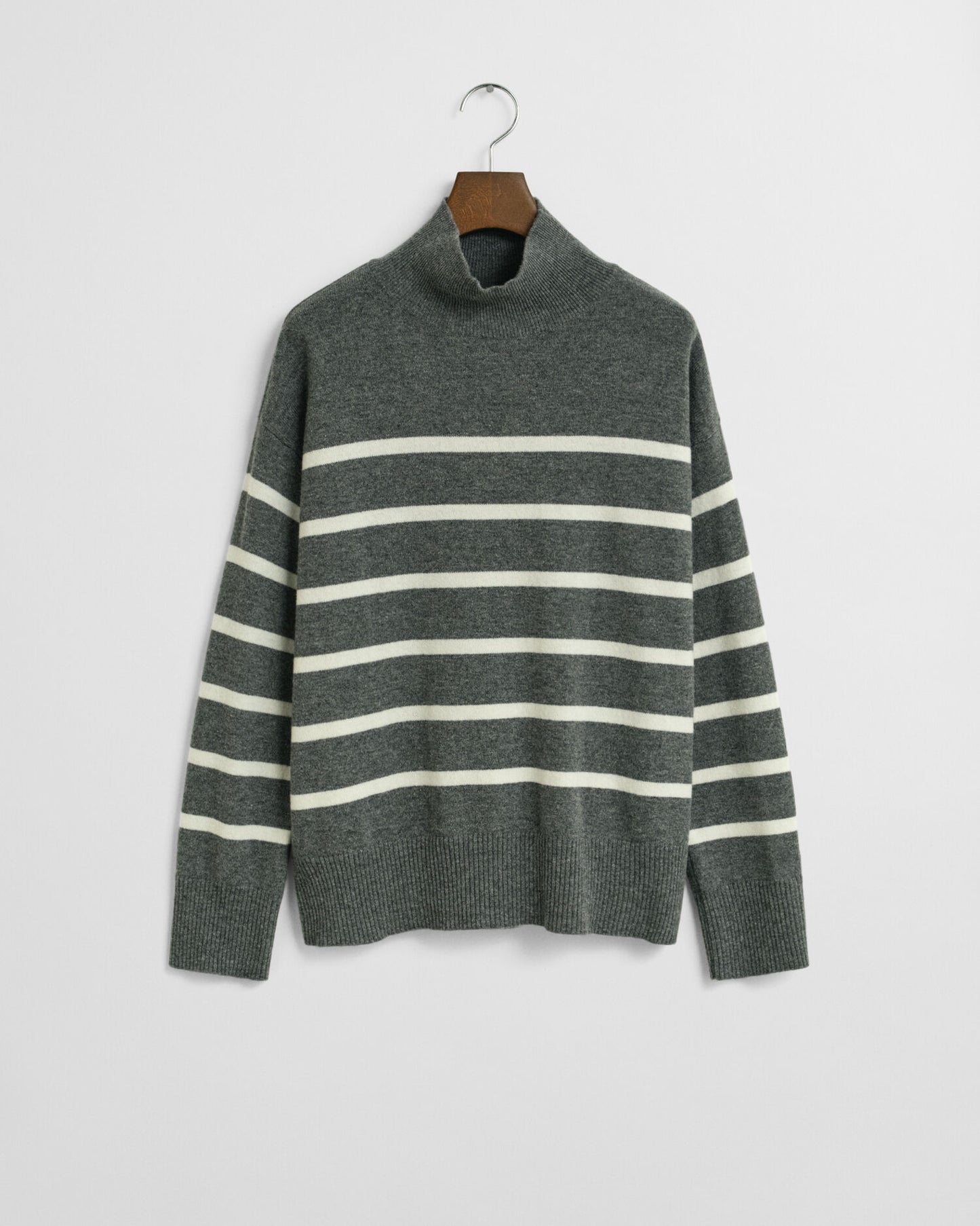 Striped Superfine Lambswool Turtleneck Sweater