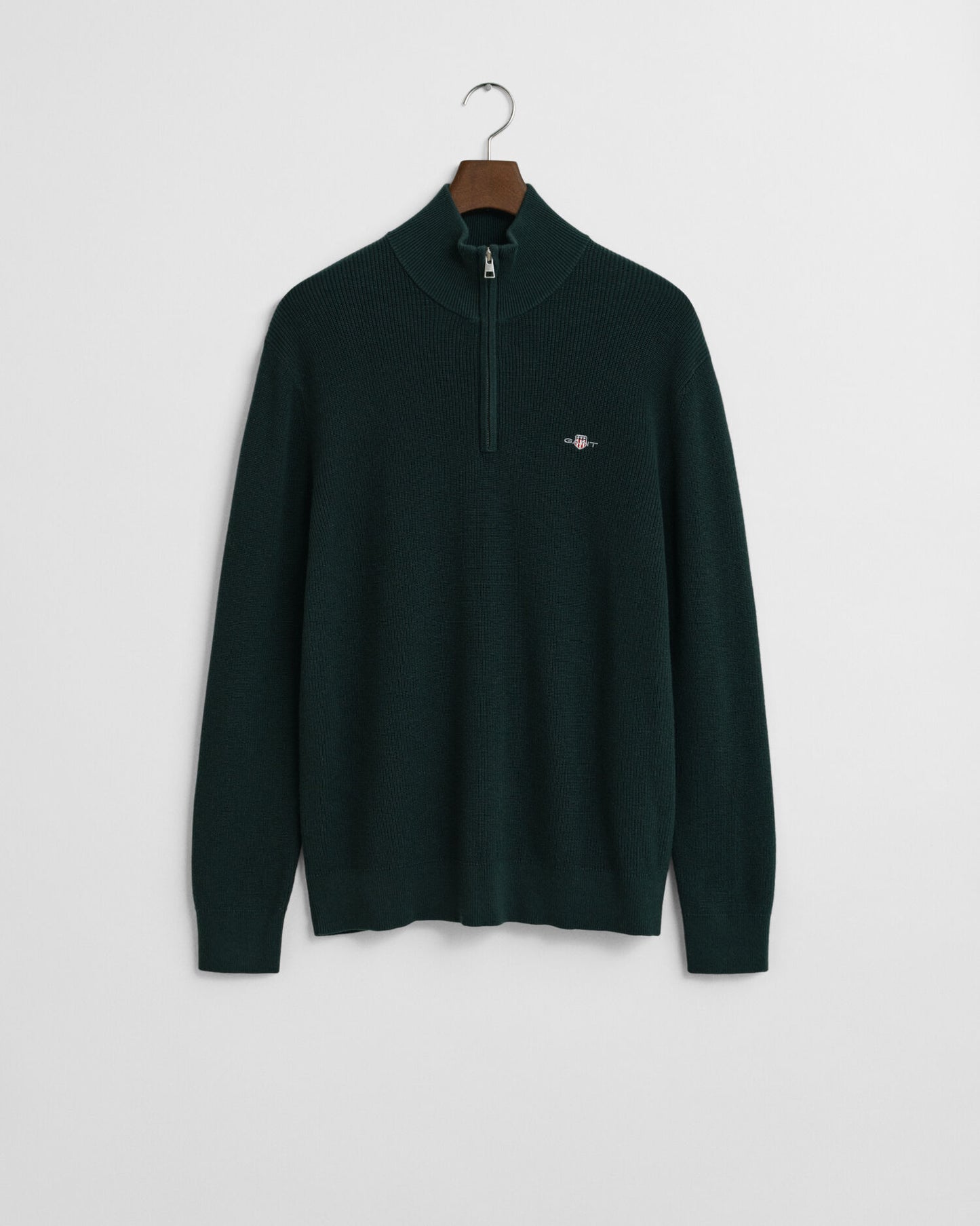 Ribbed Cotton Merino Wool Half-Zip Sweater