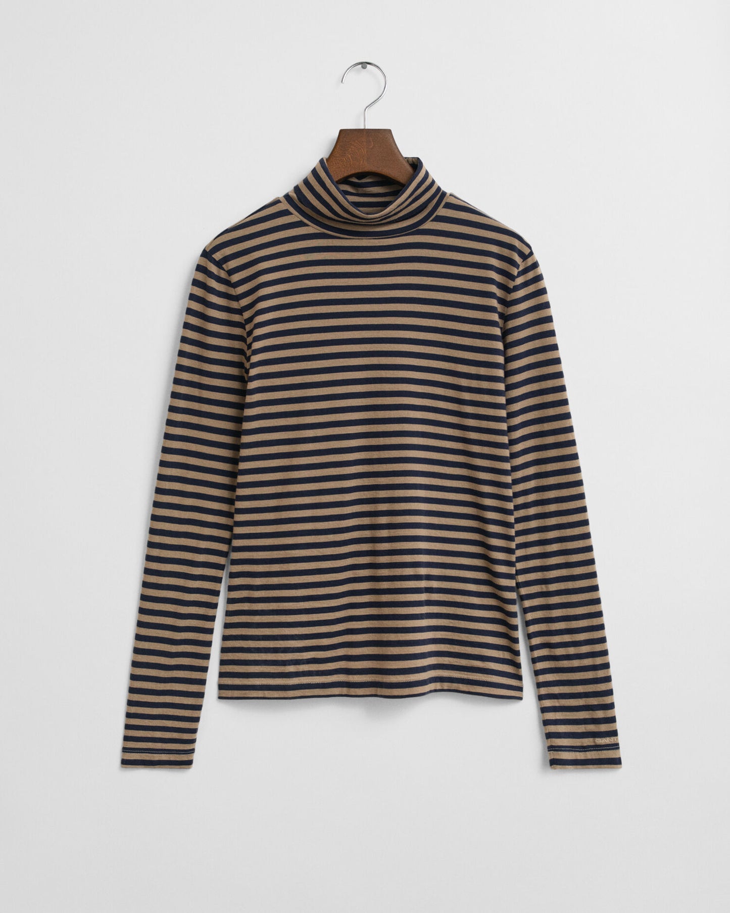 Lightweight Striped Cotton Turtleneck Top