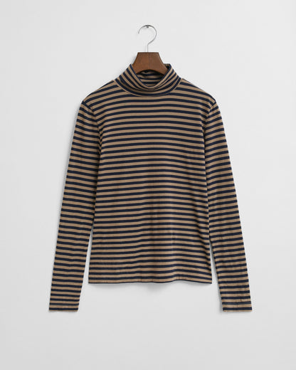 Lightweight Striped Cotton Turtleneck Top