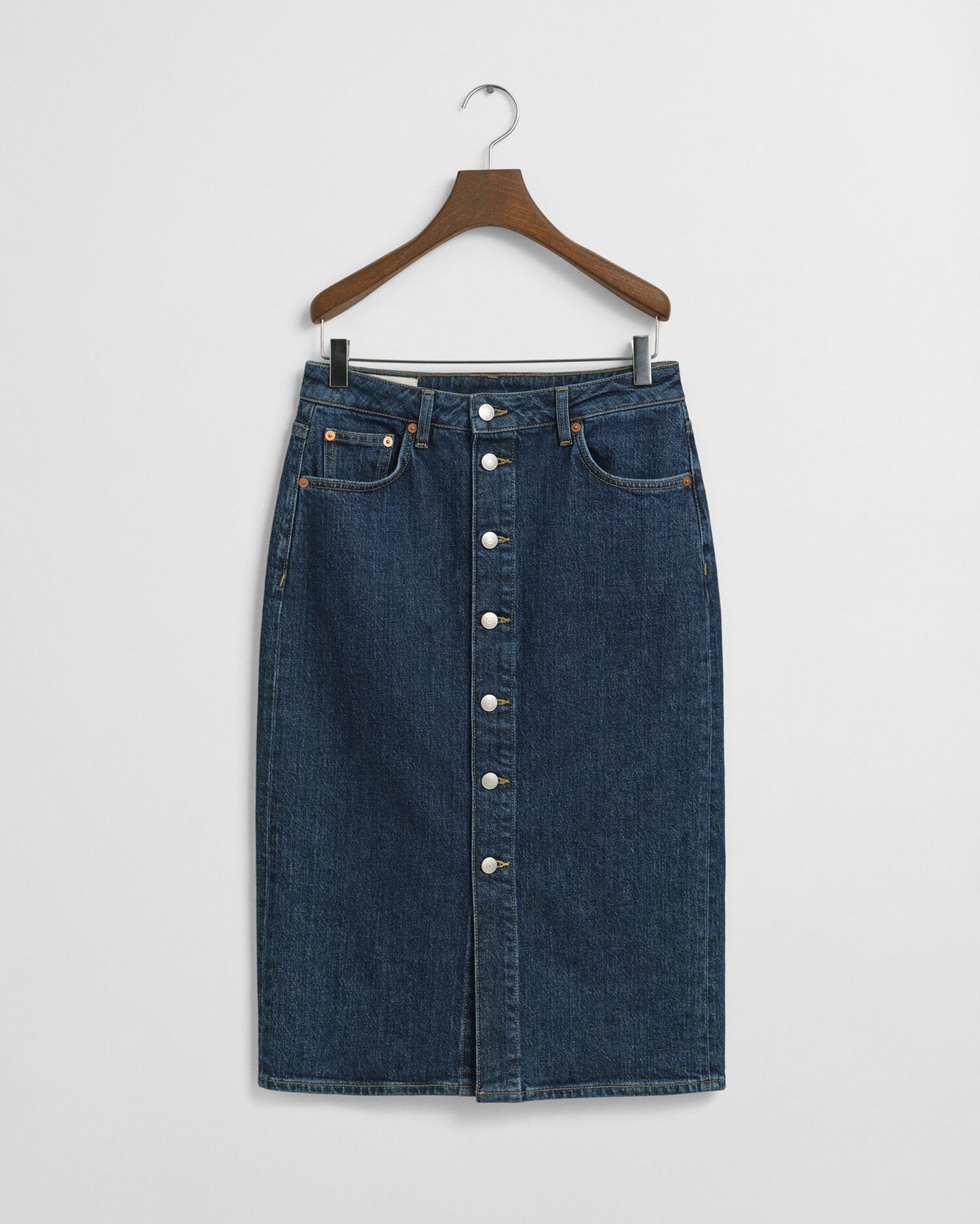Buttoned Midi Denim Skirt