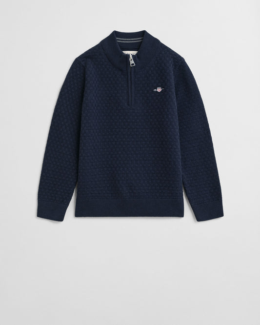 Kids Micro Textured Half-Zip Sweater