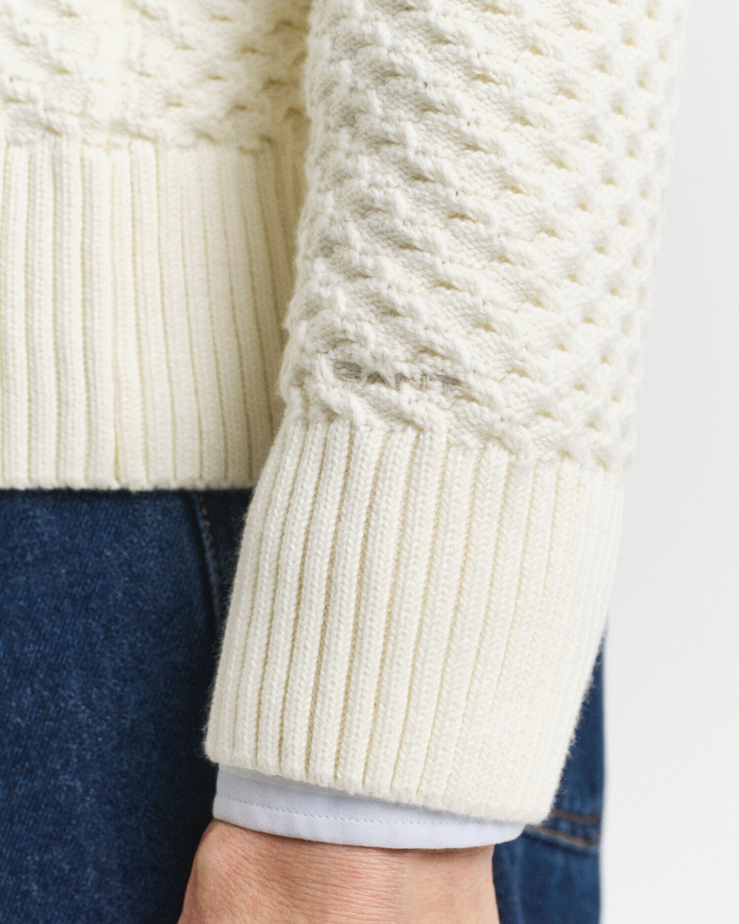 Textured Cotton Half-Zip Sweater