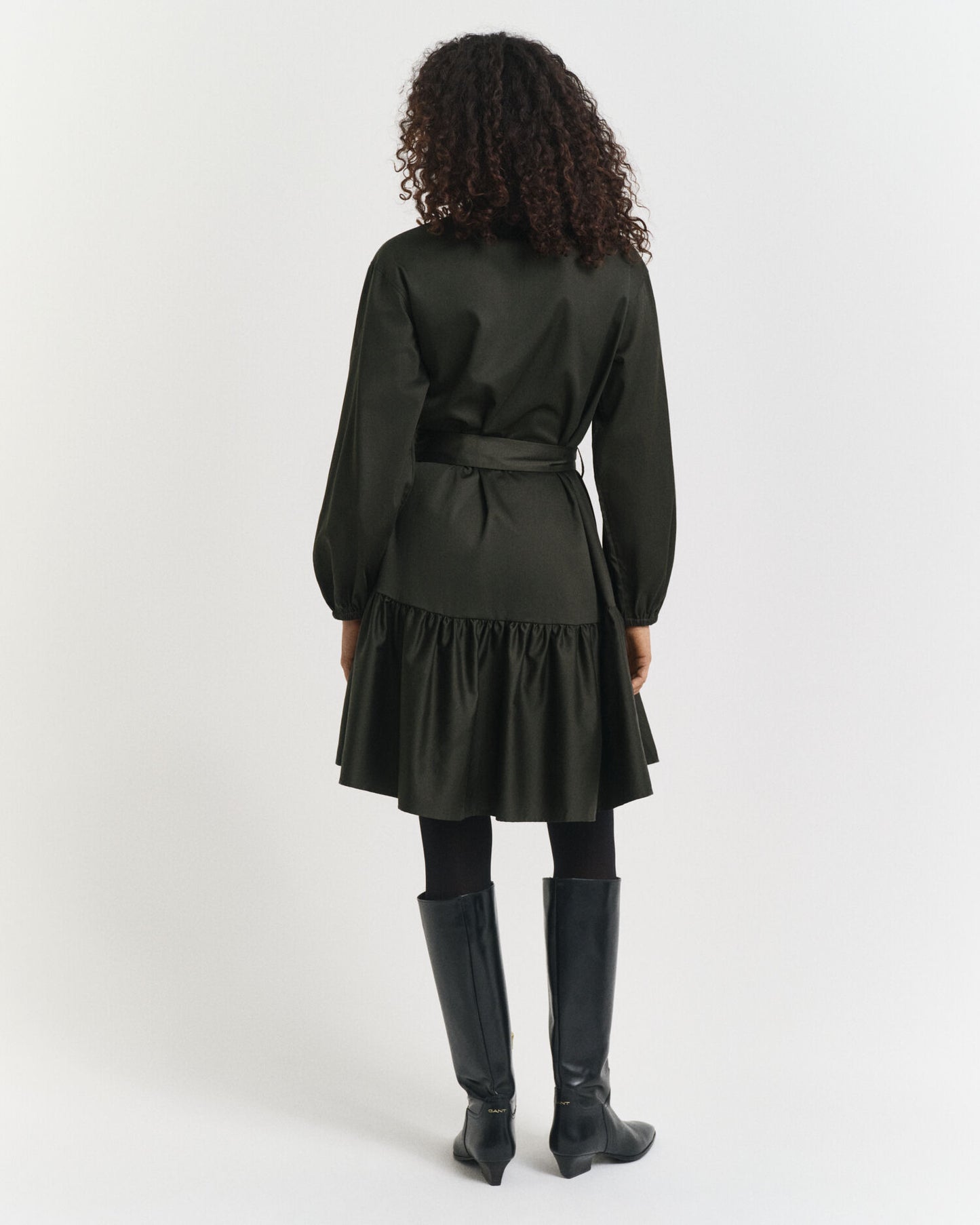 Cotton Satin Long Sleeve Dress