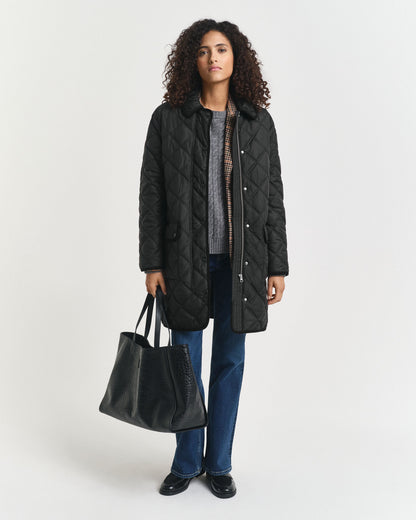 Quilted Corduroy Trim Coat