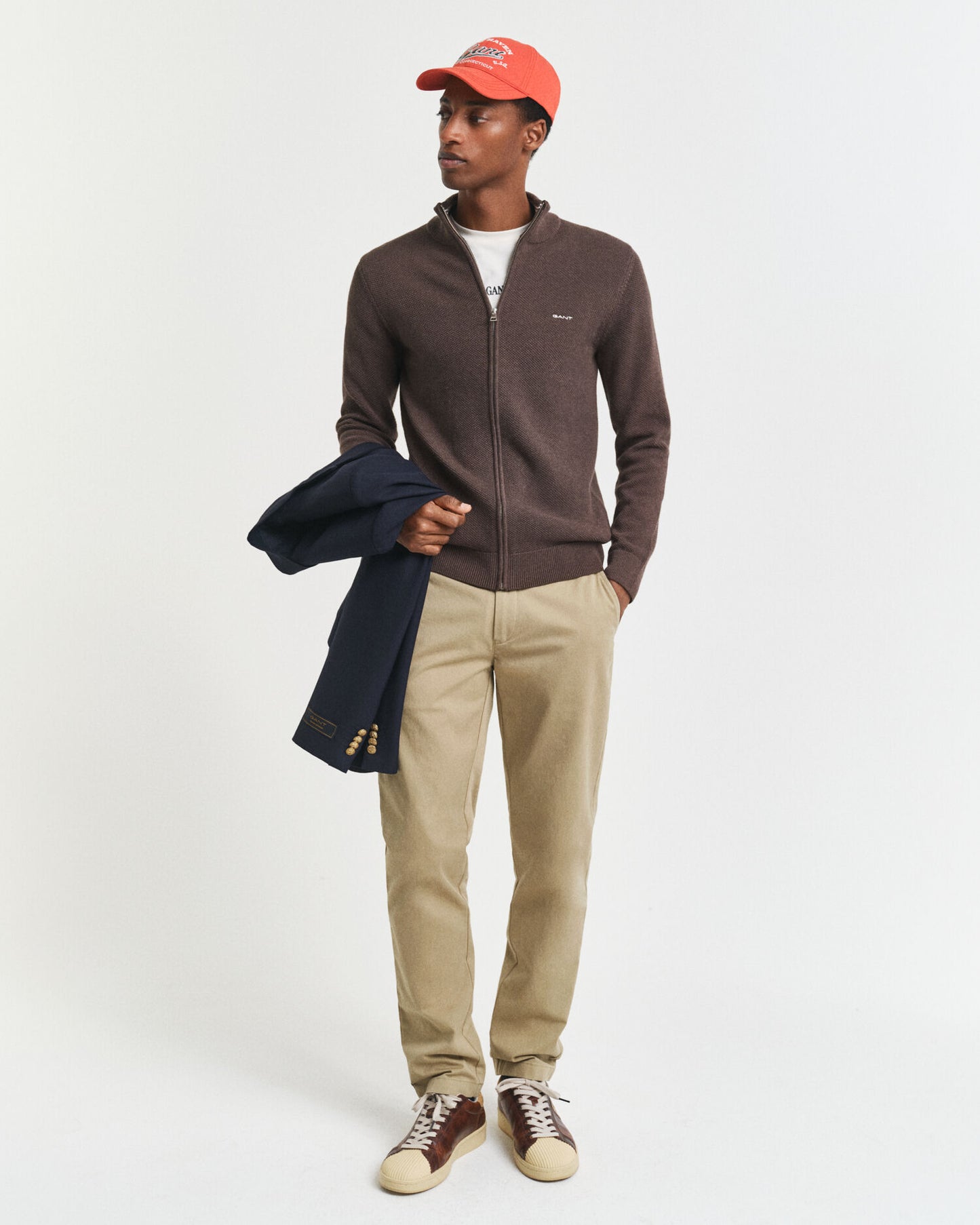 Cotton Piqué Zip Cardigan