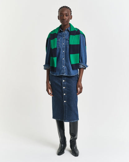 Buttoned Midi Denim Skirt