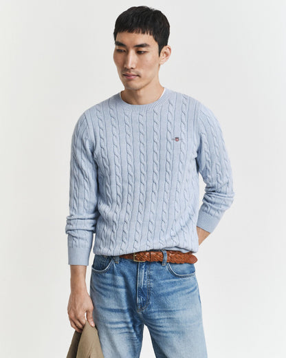 Cotton Cable Knit Crew Neck Sweater