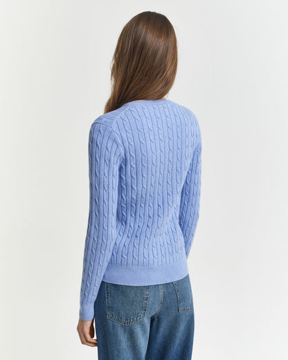 Stretch Cotton Cable Knit Cardigan