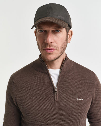 Cotton Piqué Half-Zip Sweater